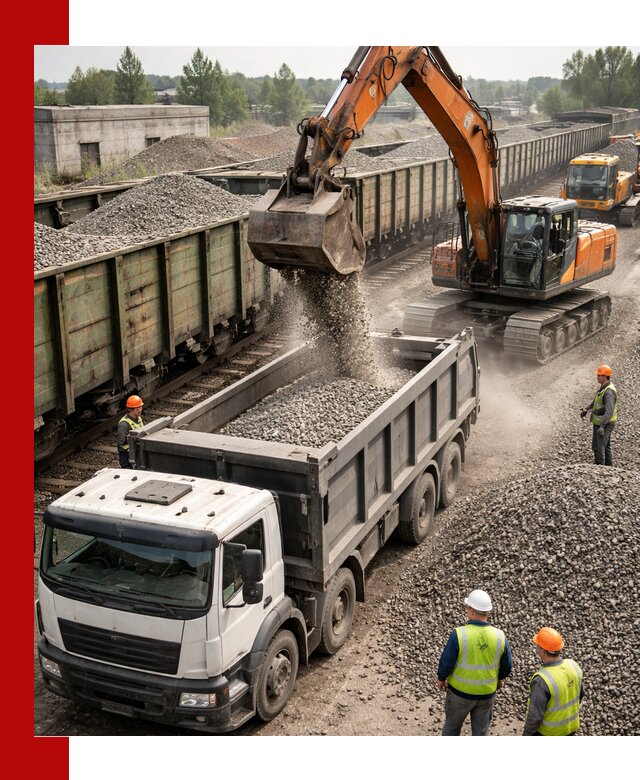 Железнодорожный щебень фракция 25–60 для поставок в Мытищах