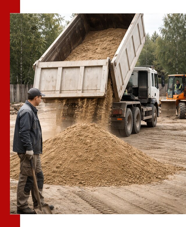 Доставка и продажа песка с разгрузкой в Мытищах