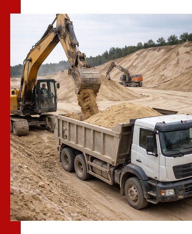 Доставка карьерного песка с самосвалами и разгрузкой в Мытищах