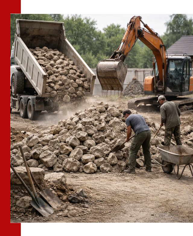 Доставка и разгрузка бутового камня в Мытищах