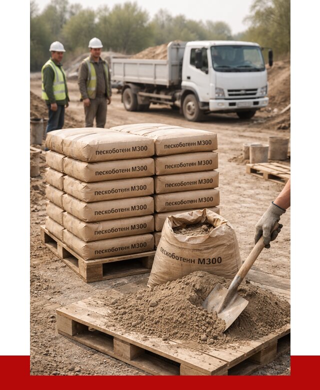 Пескобетон М300 в Мытищах с доставкой от 4722 р. за куб | ПРОНЕРУДМтщ