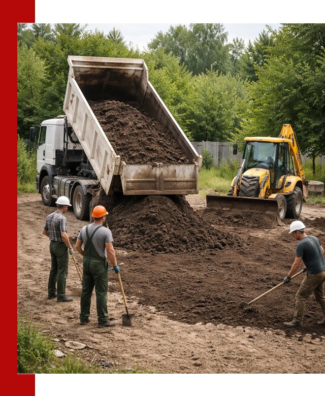 Доставка и укладка грунта для выравнивания участка в Мытищах