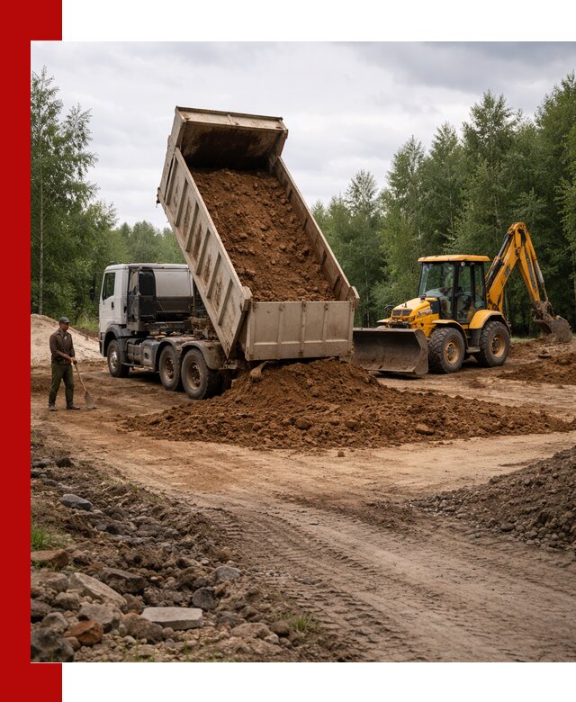 Доставка суглинка самосвалами в Мытищах подсыпка и планировка