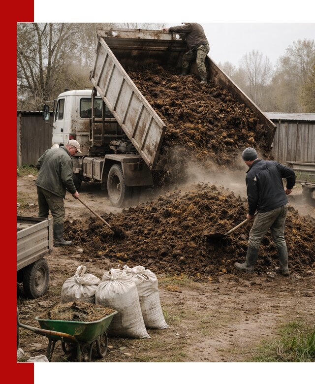 Доставка коровьего навоза самосвалом в Мытищах