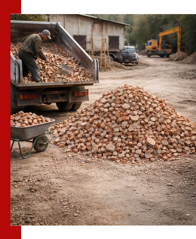 Доставка и подушка из боя кирпича с разгрузкой в Мытищах