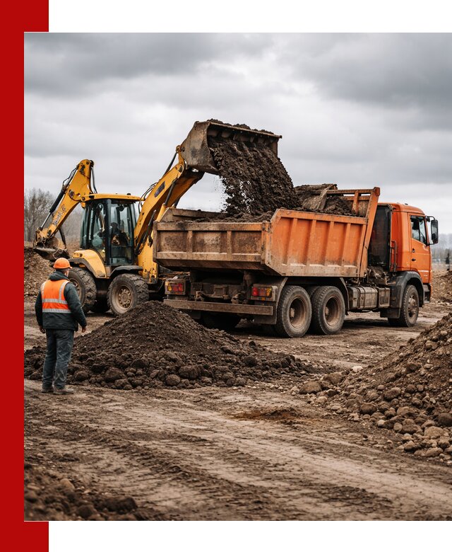 Вывоз грунта и строительного мусора в Мытищах грузовыми самосвалами