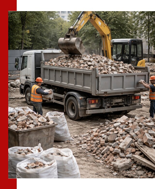 Вывоз строительного мусора в Мытищах с самосвалами и контейнерами