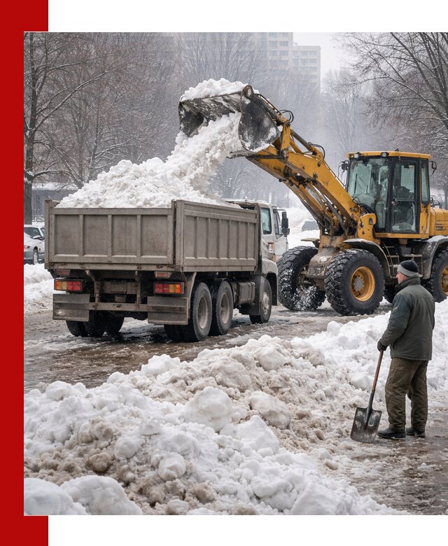 Вывоз снега грузовой техникой в Мытищах оперативно и чисто